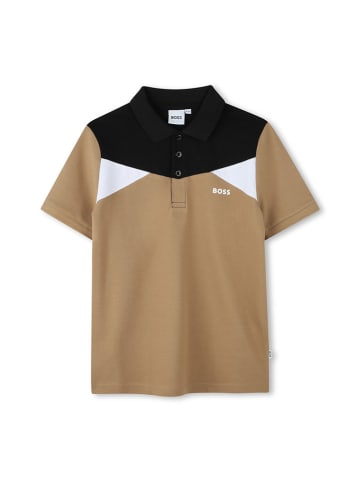 BOSS Poloshirt in Hellbraun/ Schwarz