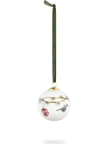 Kähler Kerstbal "Hammershøi" wit/groen - Ø 6 cm