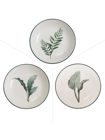 TABLE PASSION 3-delige set: dinerborden "Floralia" wit/groen - Ø 24 cm