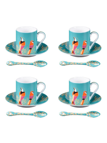 TABLE PASSION 8-delige set: koffiekoppen "Paraiso" turquoise - 100 ml
