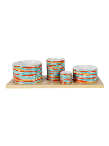 TABLE PASSION 5-delige serveerset "Alize" turquoise/oranje - (L)34,5 cm