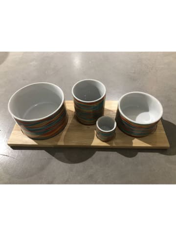 TABLE PASSION 5-częściowy zestaw w kolorze turkusowo-pomarańczowym - dł. 34,5 cm