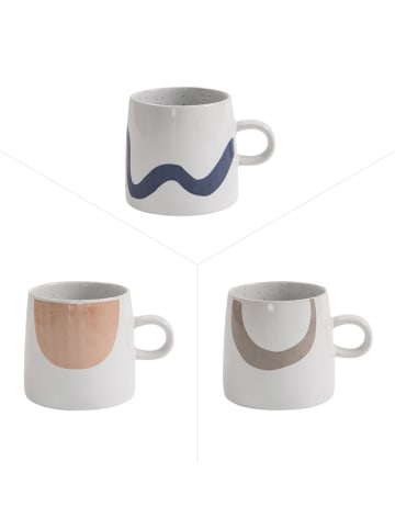 TABLE PASSION 3-delige set: mokken "Bering" wit/beige/blauw - 450 ml