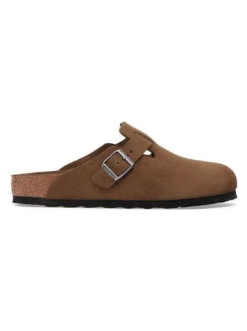 Birkenstock Skórzane chodaki "Boston Leve" w kolorze brązowym