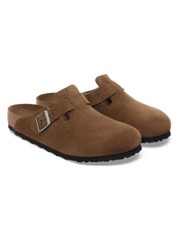 Birkenstock Skórzane chodaki "Boston Leve" w kolorze brązowym