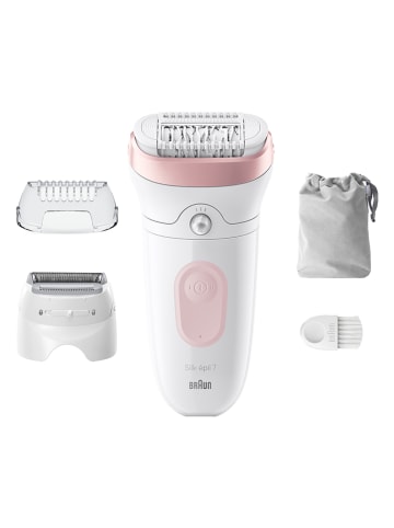 Braun Depilator "Silk-épil 7-030" w kolorze biało-jasnoróżowym