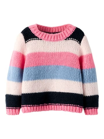 name it Sweter "Poronja" w kolorze jasnoróżowo-czarno-błękitnym