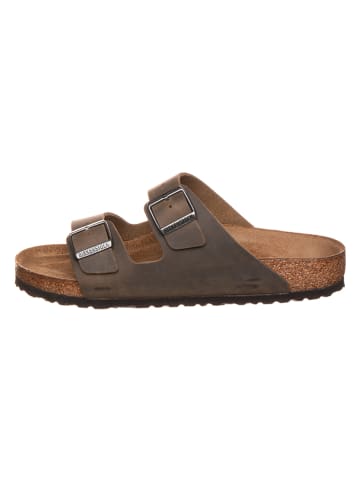 Birkenstock Leren slippers "Arizona" kaki - wijdte N