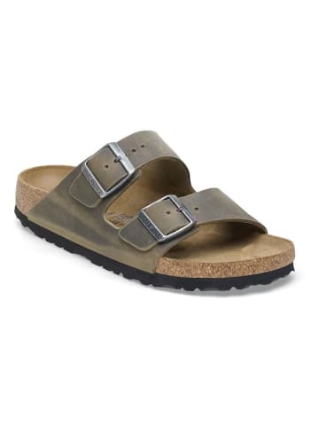 Birkenstock Leder-Pantoletten "Arizona" in Khaki