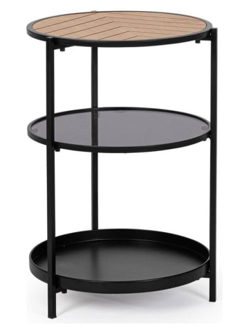 Bizzotto Bijzettafel "Haldor" zwart/beige - (H)60,5 x Ø 40 cm