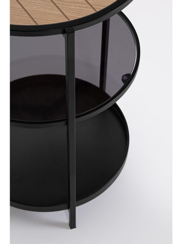 Bizzotto Bijzettafel "Haldor" zwart/beige - (H)60,5 x Ø 40 cm