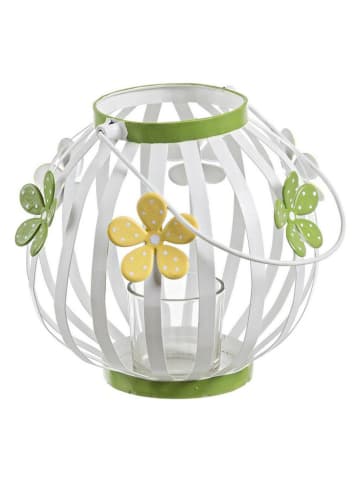 Bizzotto Laterne ''Amelie'' in Weiß/ Grün - (H)14,5 x Ø 17 cm