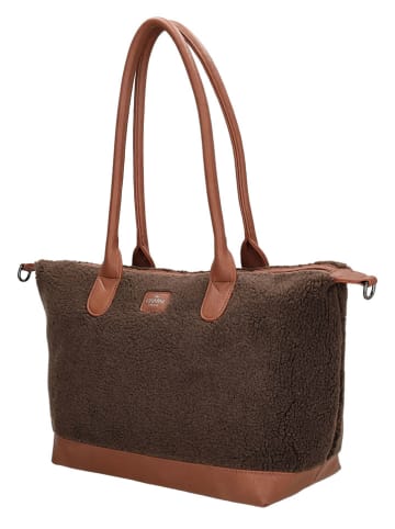 Charm Schoudertas donkerbruin/camel - (B)42 x (H)25 x (D)15 cm
