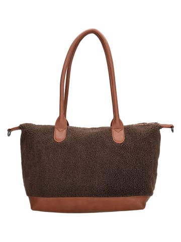Charm Schoudertas donkerbruin/camel - (B)42 x (H)25 x (D)15 cm
