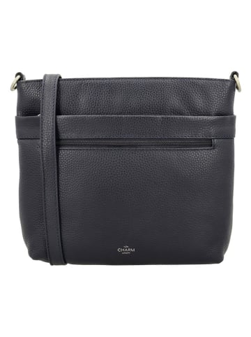 Charm Leder-Umhängetasche in Dunkelblau - (B)27 x (H)22 x (T)5 cm