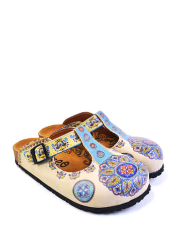 Calceo Clogs in Beige/ Bunt