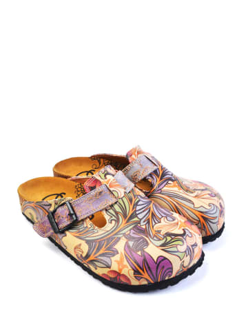 Calceo Clogs in Beige/ Lila/ Bunt