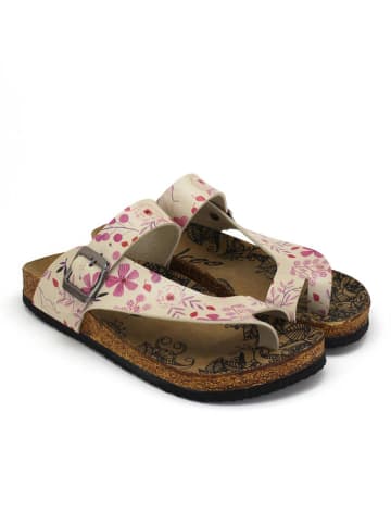 Calceo Zehentrenner in Creme/ Rosa