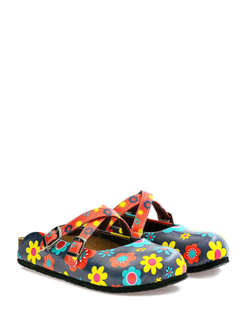 Calceo Clogs in Dunkelblau/ Bunt