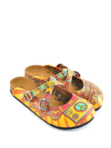 Calceo Clogs in Orange/ Gelb/ Bunt