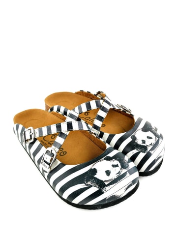 Calceo Clogs in Schwarz/ Weiß