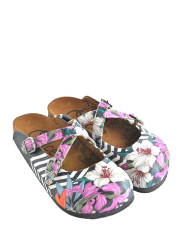 Calceo Clogs in Schwarz/ Bunt