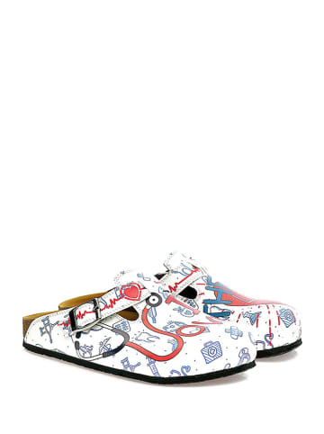 Calceo Clogs in Weiß/ Bunt