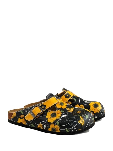 Calceo Clogs in Schwarz/ Gelb
