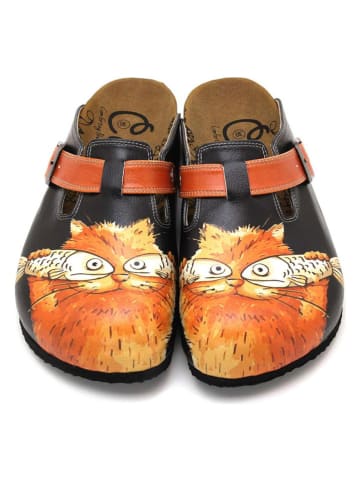 Calceo Clogs in Orange/ Schwarz