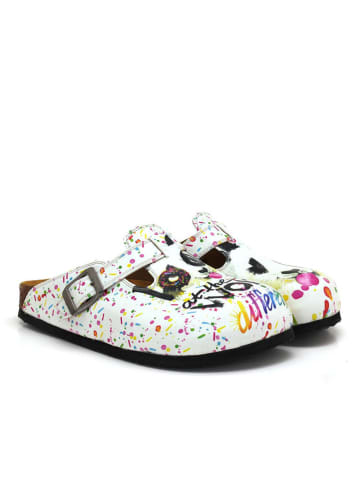 Calceo Clogs in Weiß/ Bunt