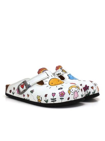 Calceo Clogs in Weiß/ Bunt