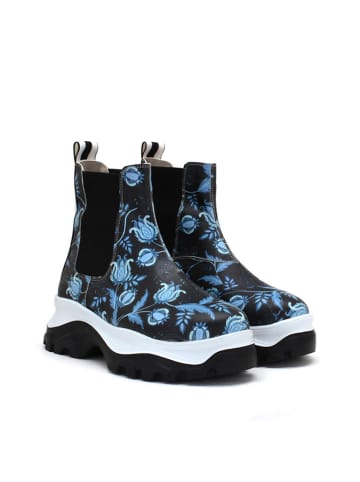 Goby Chelsea-Boots in Schwarz/ Hellblau