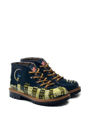 Goby Schnürschuhe in Dunkelblau/ Gelb