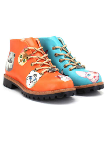 Goby Schnürschuhe in Orange/ Hellblau