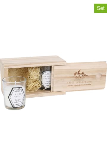 Ethnical Life 3tlg. Duftkerzen-Set in Weiß/ Natur, 2x 55 g
