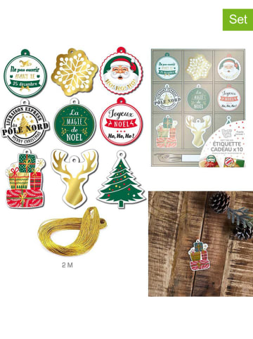 Make a Wish 4-delige set: geschenketikettten met snoer meerkleurig - elk 10 stuks