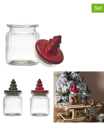 Make a Wish 2-delige set: voorraadglazen rood/groen - (H)14 cm (verrassingsproduct)