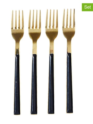 every ware 4-delige set: dessertvorken goudkleurig/zwart - (L)15,5 cm