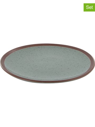 Make a Wish 6-delige set: dinerborden "My Little Market" groen/bruin - Ø 27 cm