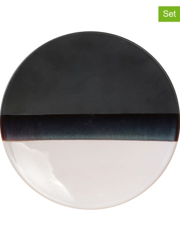 Rétro Chic 12-delige set: dessertborden wit/zwart - Ø 20 cm