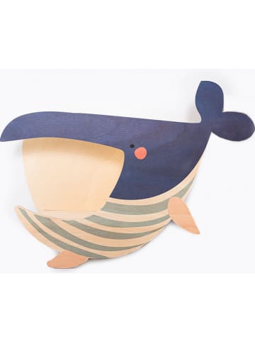 The Wild Hug Wandregal "Whale" in Hellbraun/ Blau - (B)60 x (H)5 x (T)21 cm