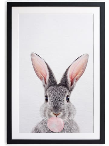 The Wild Hug Gerahmter Kunstdruck "Rabbit Bubble Gum" - (B)30 x (H)40 cm