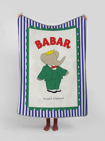 The Wild Hug Kuscheldecke "Babar" in Weiß/ Grün/ Blau  - (L)170 x (B)130 cm