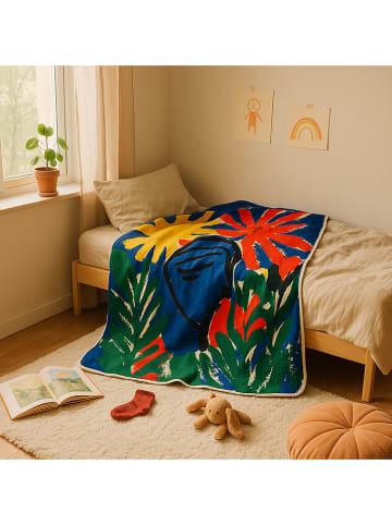 The Wild Hug Kuscheldecke "Sunrise Fields" in Blau/ Rot/ Gelb - (L)170 x (B)130 cm