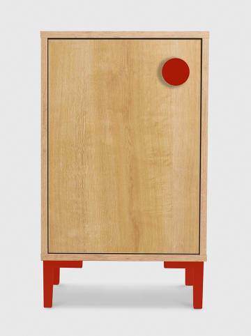 The Wild Hug Nachttisch "William" in Hellbraun/ Rot - (B)40 x (H)65 x (T)30 cm
