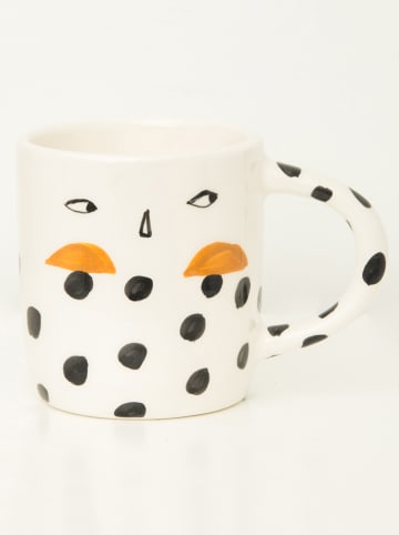 The Wild Hug Tasse "Dotted Face" in Weiß/ Schwarz - (H)10 x Ø 9 cm