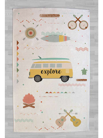 The Wild Hug Baumwoll-Teppich "Explore" in Creme/ Bunt - (L)190 x (B)135 cm