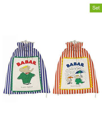 The Wild Hug 2er-Set: Reisebeutel "Babar" in Blau/ Rot - (B)30 x (H)40 cm