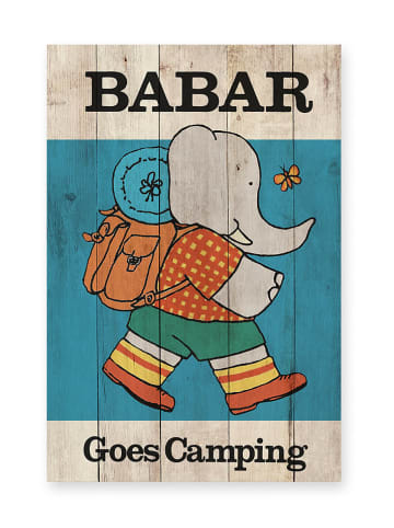 The Wild Hug Wandobjekt "Babar Camping" in Blau/ Rot - (L)60 x (B)40 cm