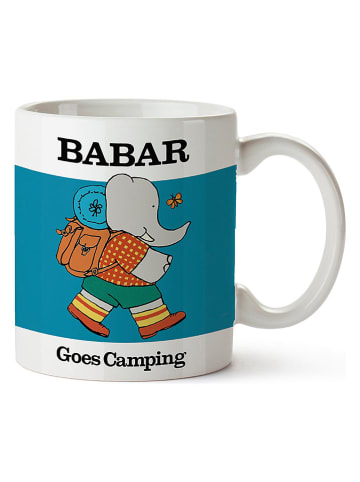 The Wild Hug Tasse "Babar Camping" in Weiß/ Blau - (H)10 cm
